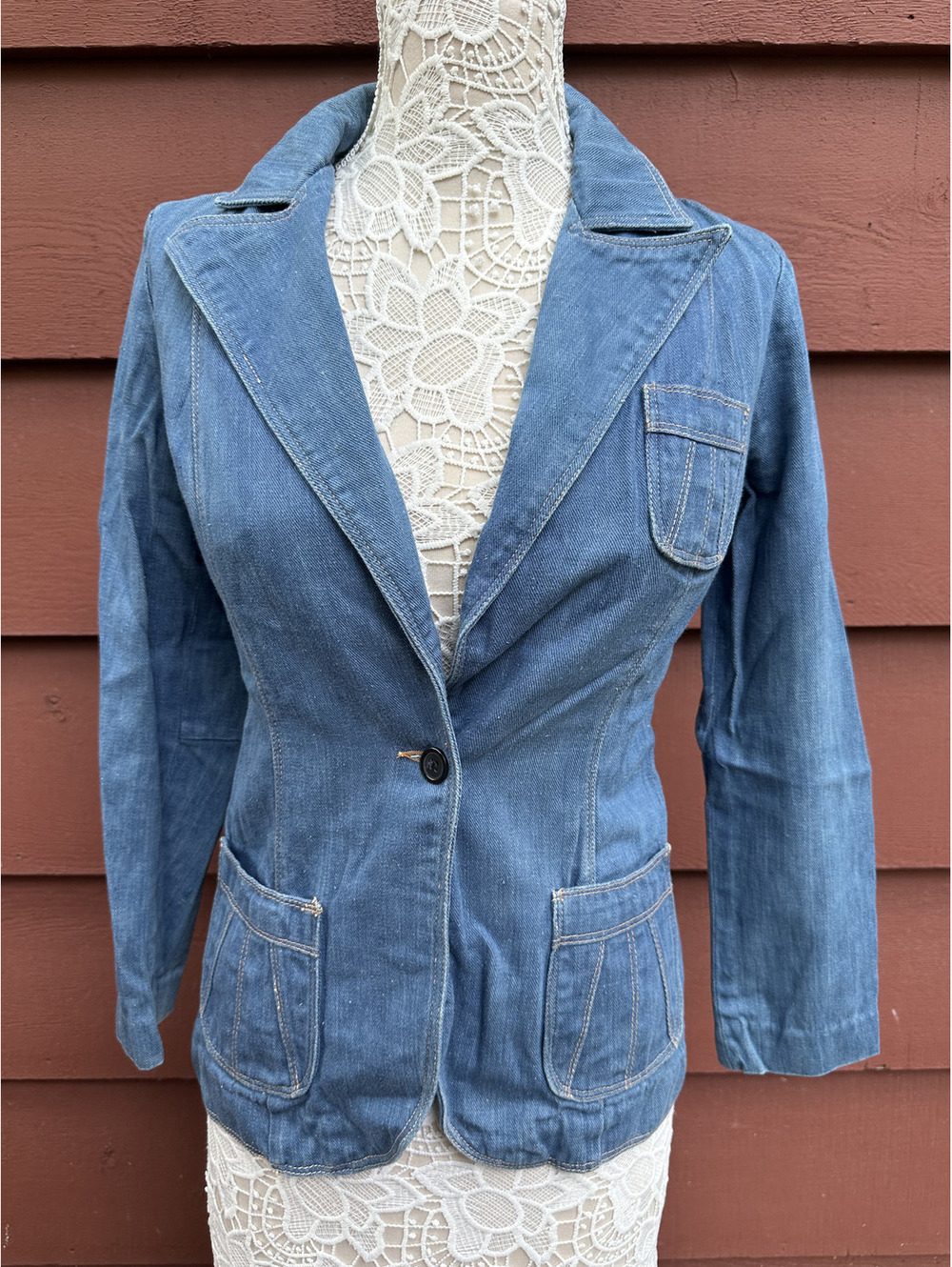 Vintage Whip-O-Will 1970s Denim Blazer Rockabilly Western Tailored Jacket